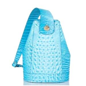 BRAHMIN || Blue Croc-Embossed Bucket Backpack. Sz. OS